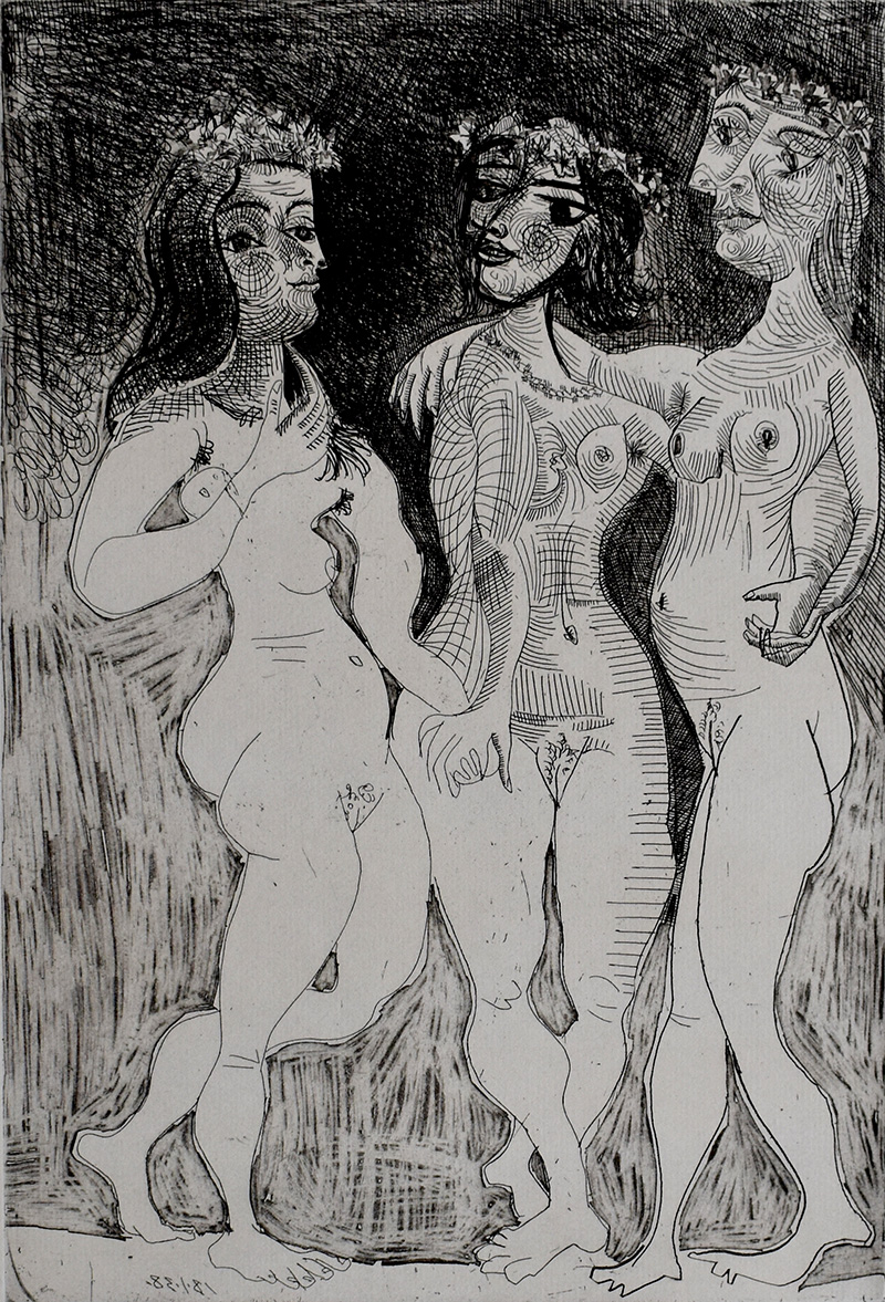 The Three Graces Crowned with Flowers | Les trois grâces couronnées de fleurs by Pablo Picasso