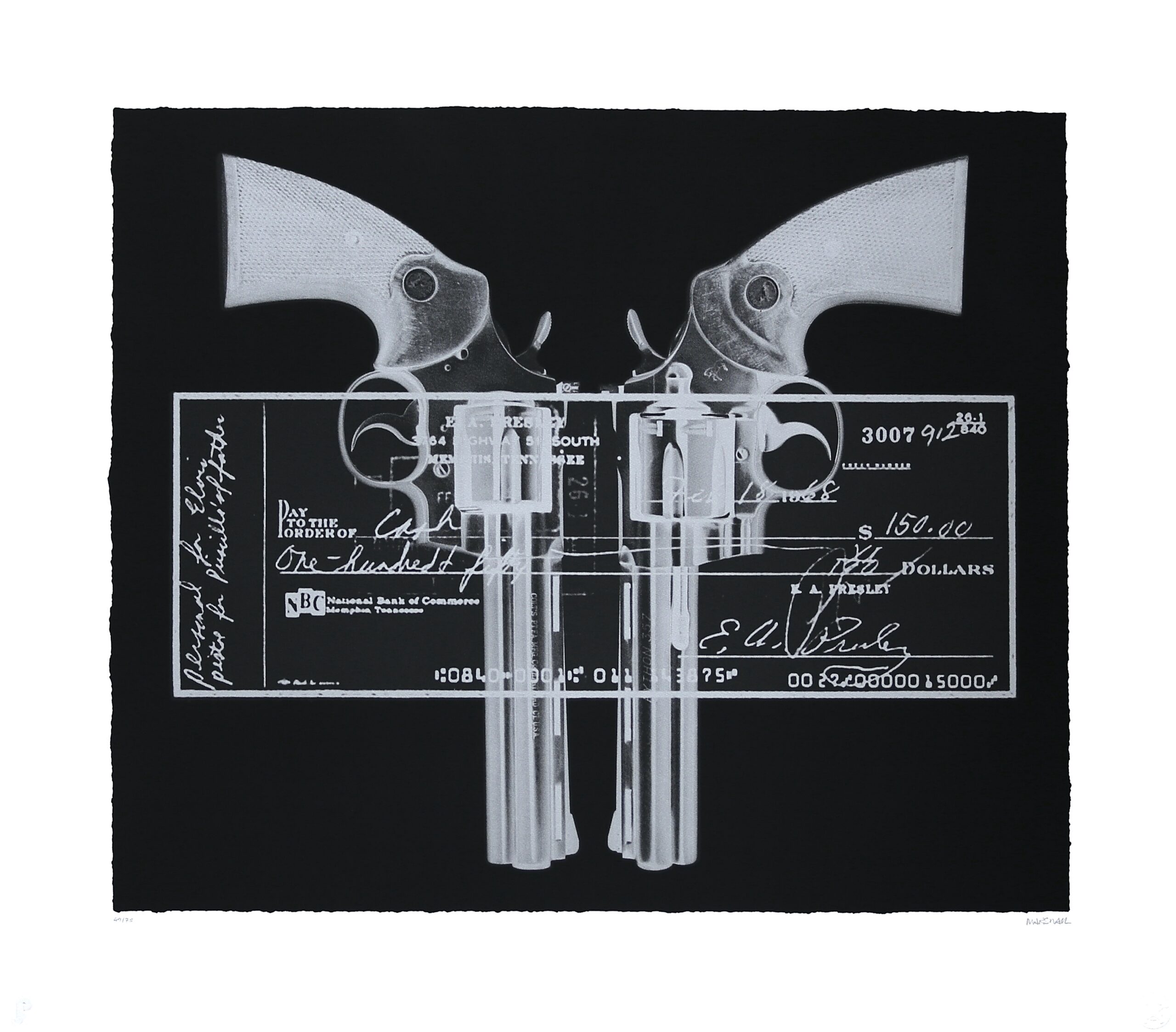 Elvis Gun Cheque (Silver) by Russell Marshall