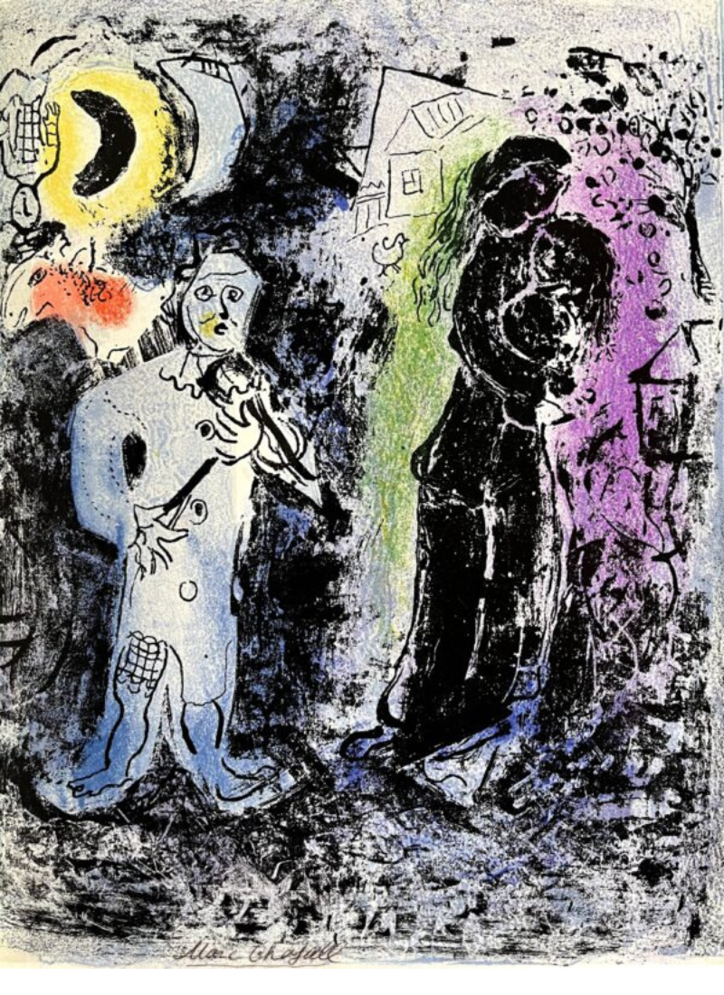 Black Couple and Musician by Marc Chagall