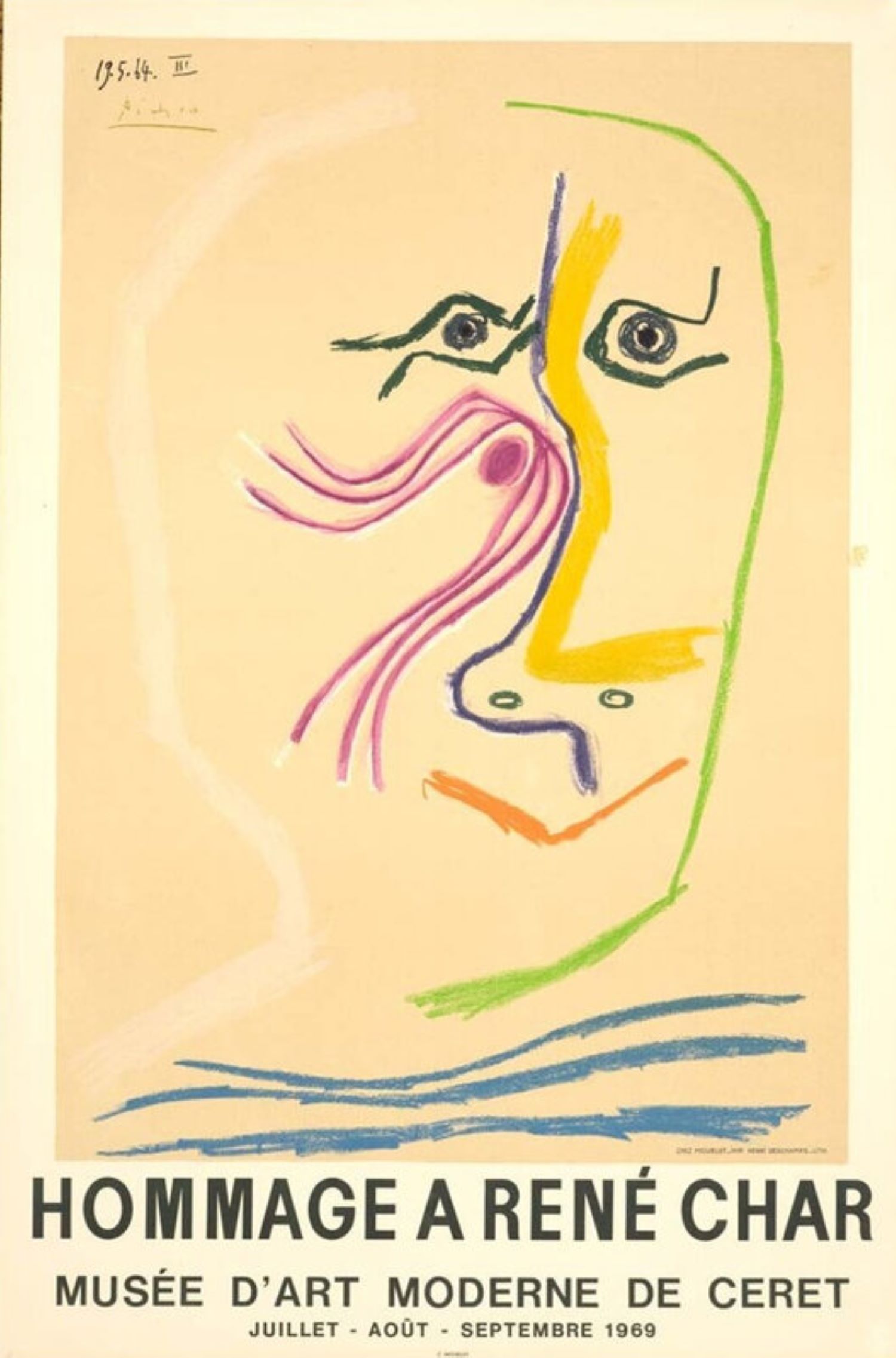 Hommage a Rene Char by Pablo Picasso 1969 litho by Moulot Imprimerie by Pablo Picasso