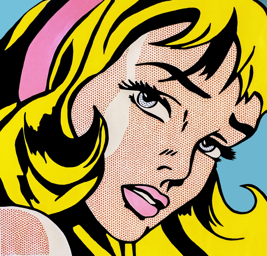 Crying Girl – Homage to Lichtenstein (large unique painting) by Steve Kaufman