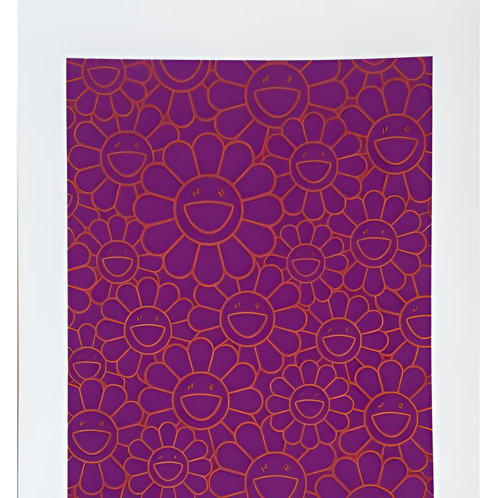 October Story Silkscreen (Orange Lavender Flowers) by Takashi Murakami