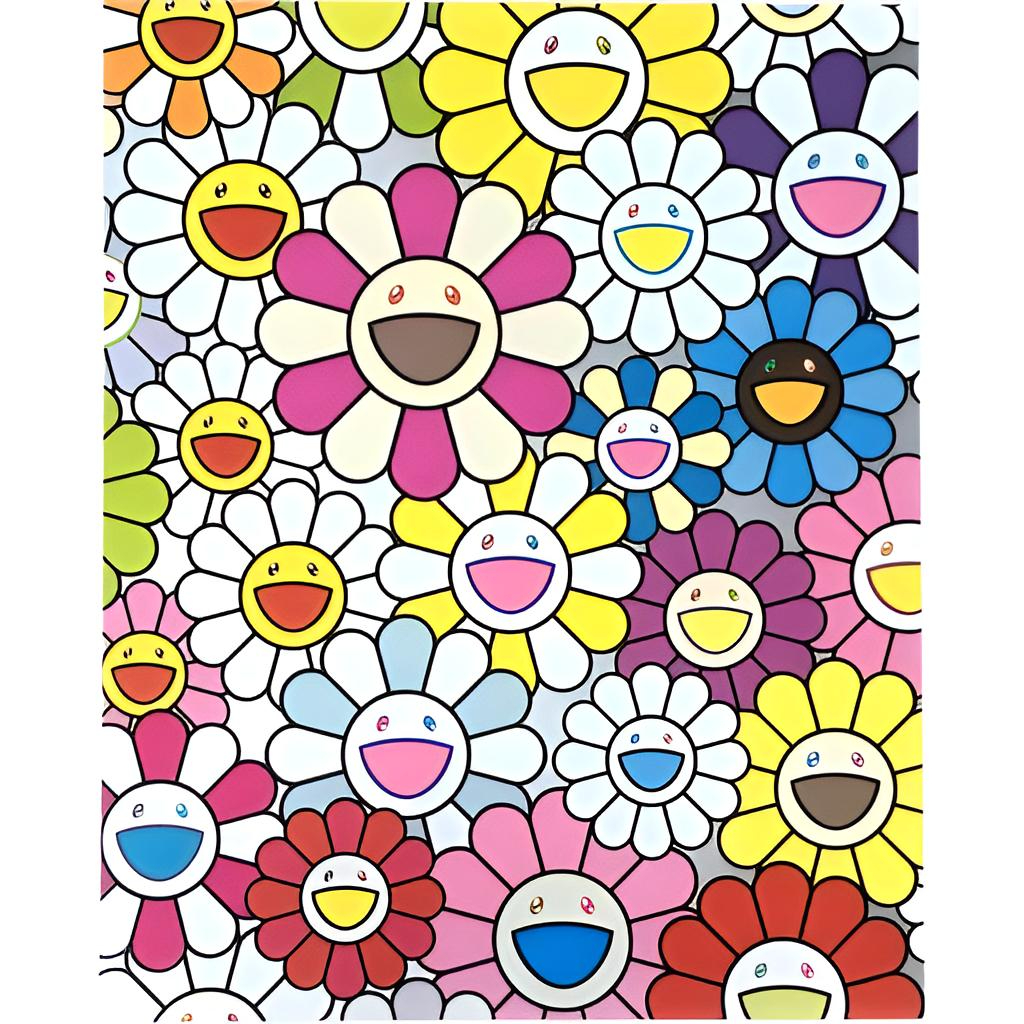 Small Flowers Painting: Pink, Purple and Many Other Colors by Takashi Murakami