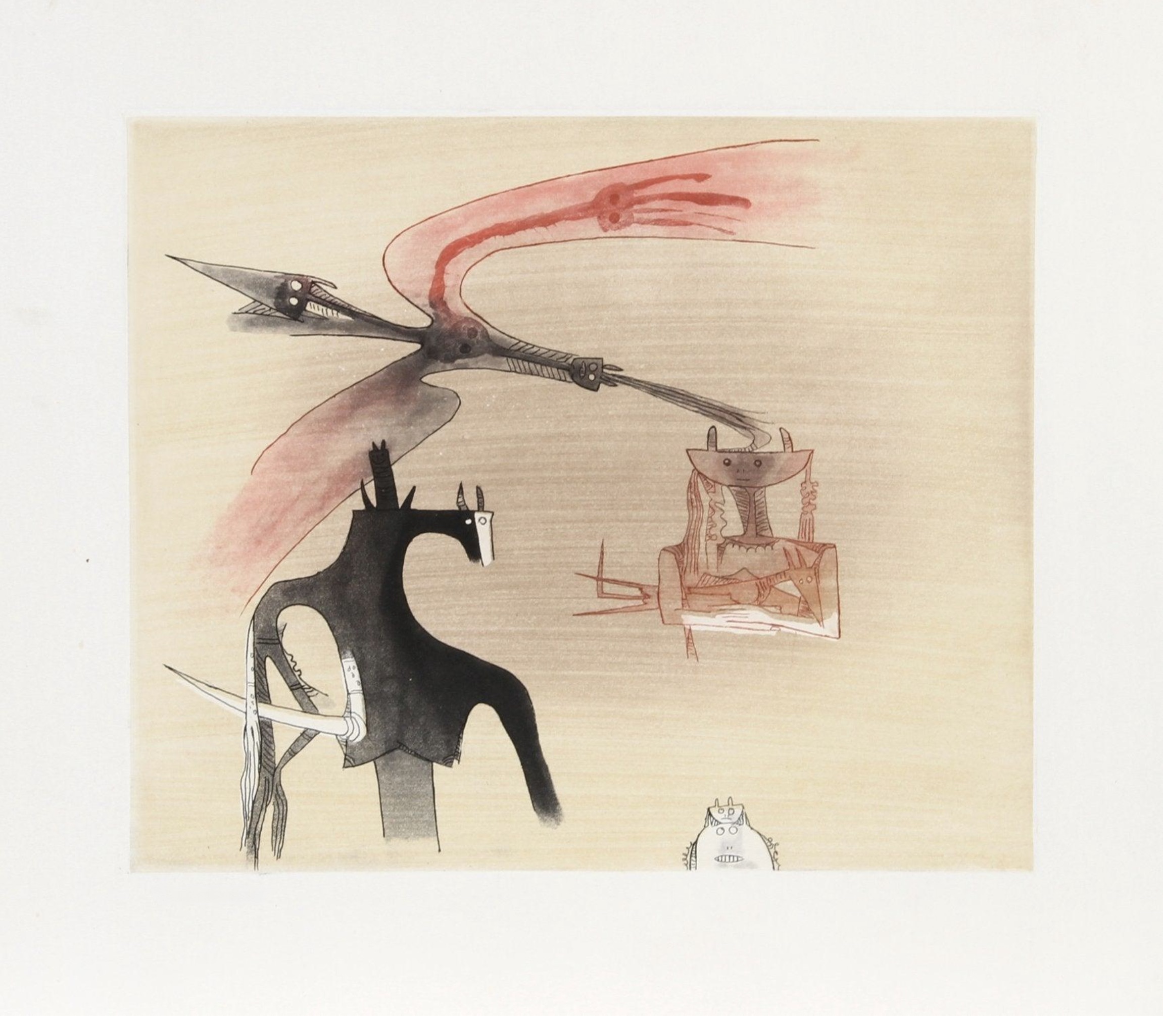 Contre une maison sèche (red) by Wifredo Lam