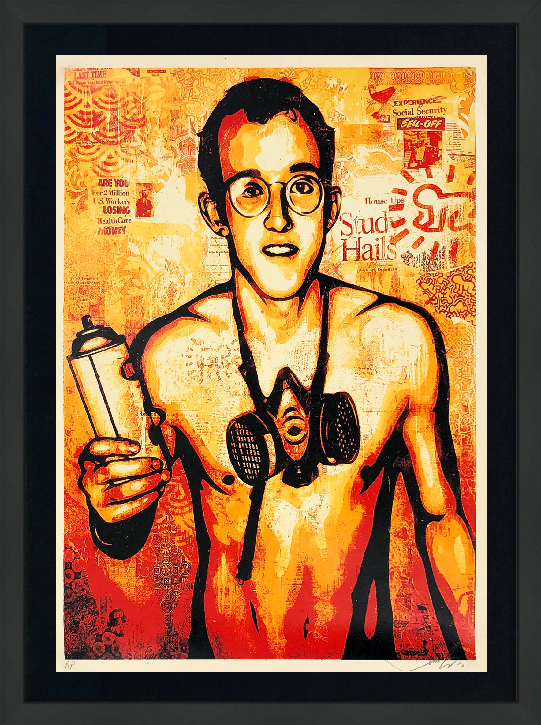 Keith Haring (framed hand signed screen print) by Shepard Fairey