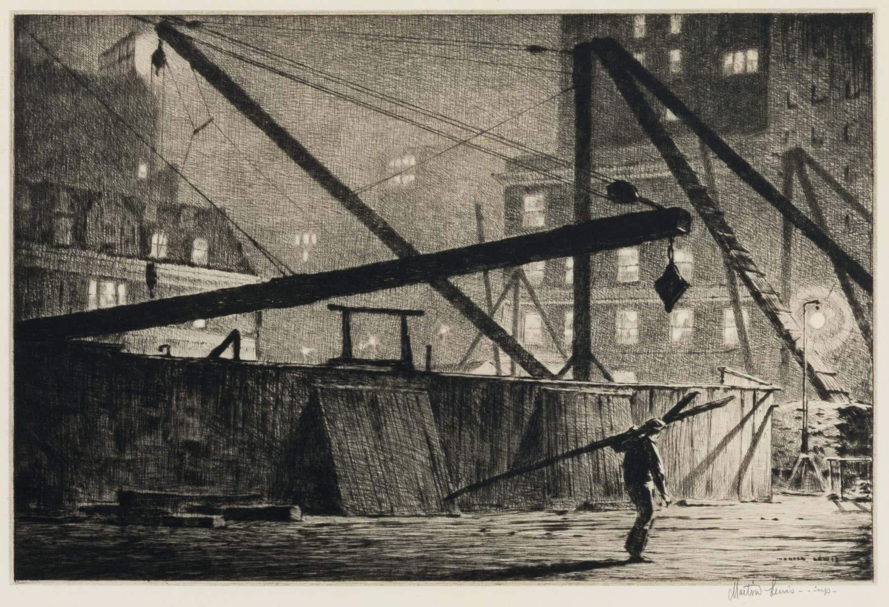 Derricks at Night by Martin Lewis