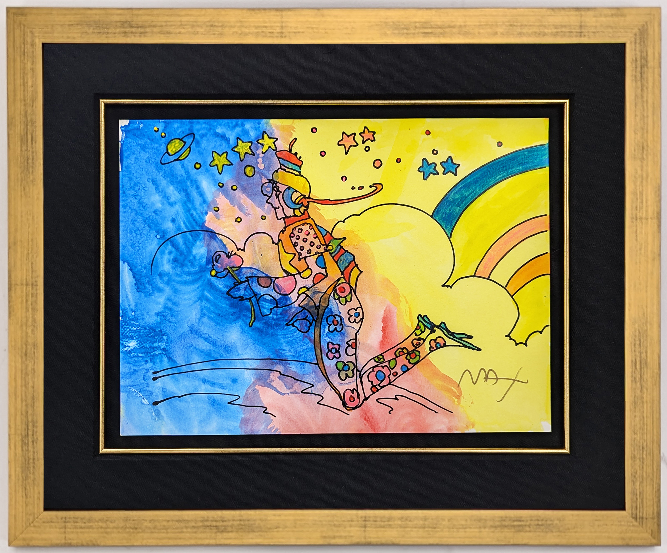 Cosmic Flyer (original mixed media and watercolor), ca. 1990 by Peter Max