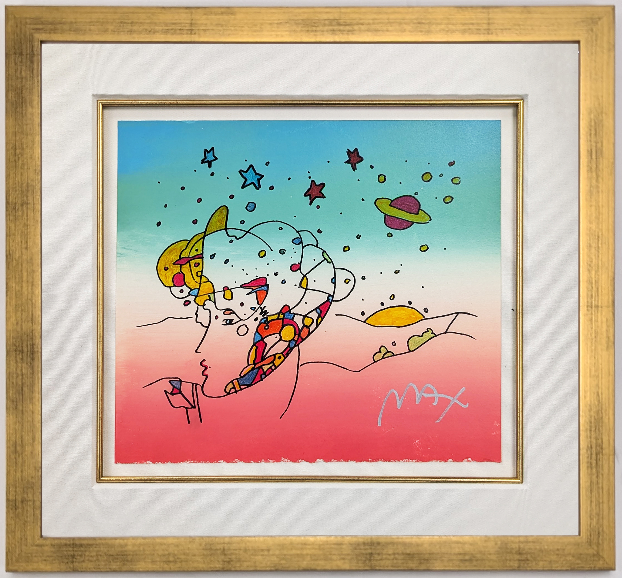 Cosmic Profile (original mixed media and watercolor), ca. 1990 by Peter Max