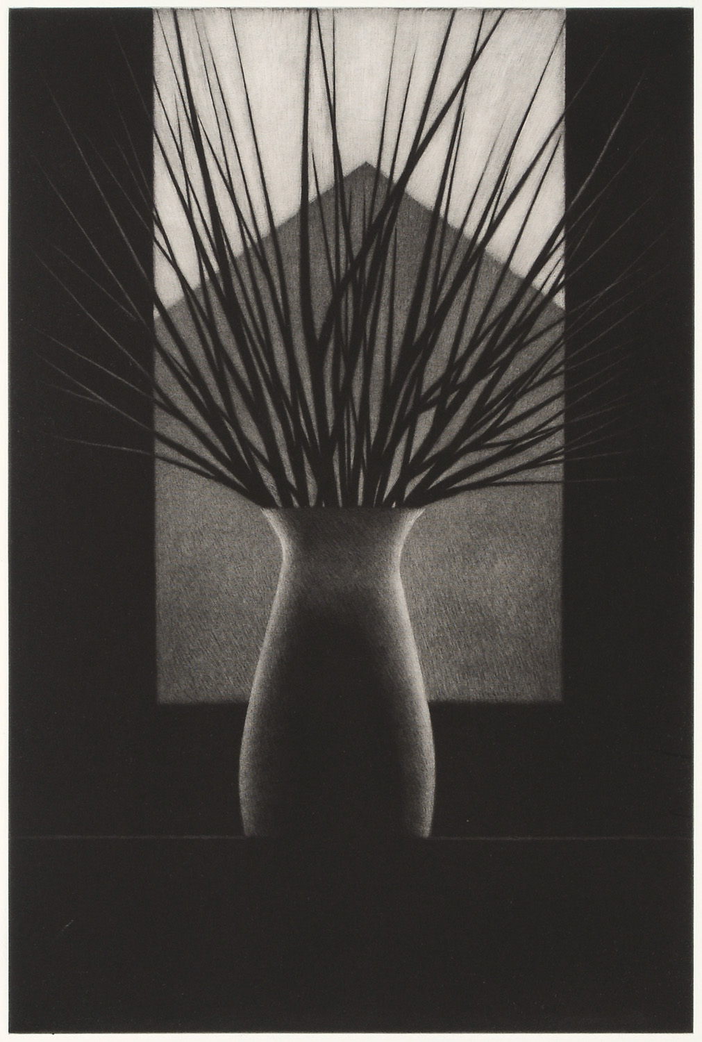 Vase w/branches & gable by Robert Kipniss