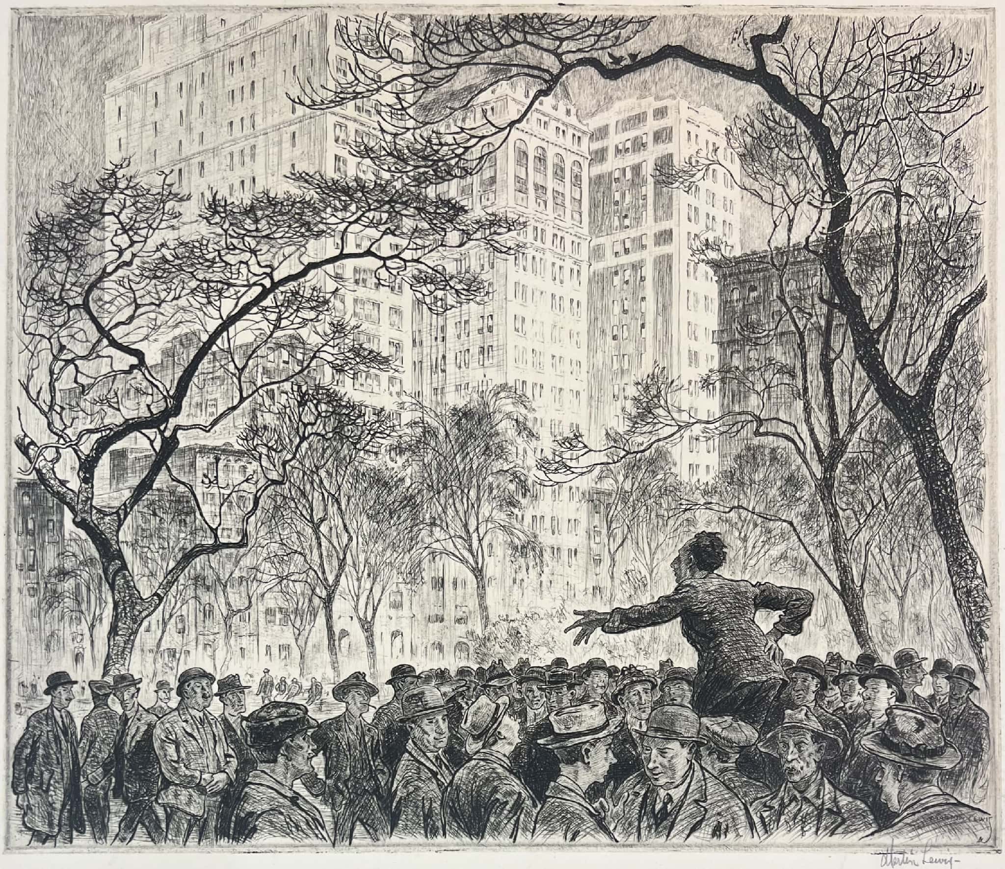 The Orator, Madison Square by Martin Lewis