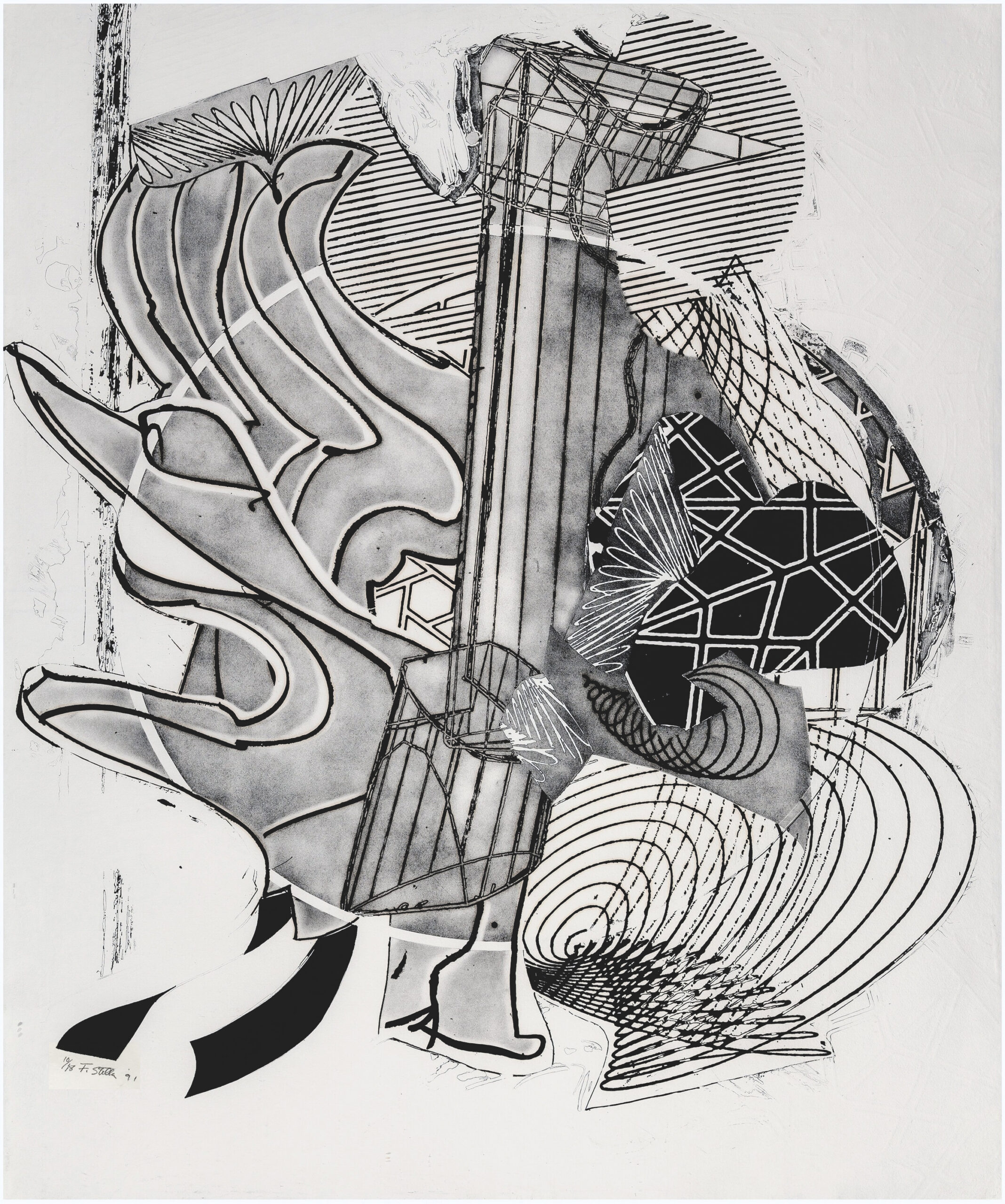 The Fossil Whale, State 1 (huge signed etching and aquatint), 1991 by Frank Stella