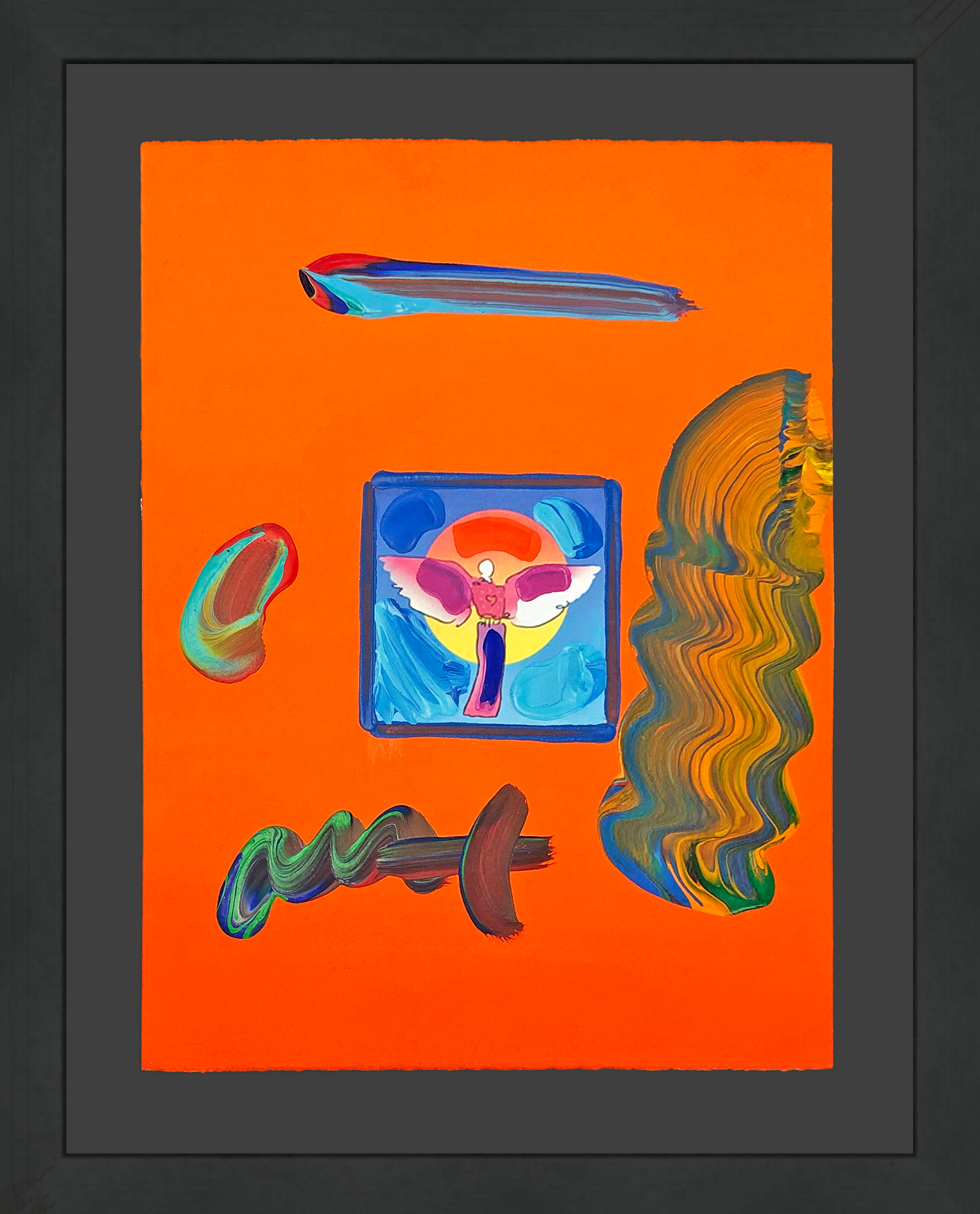 Angel with Heart (unique mixed media on paper), 2009 by Peter Max