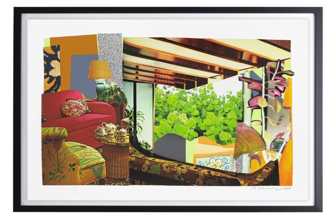 Interior: Red Couch and Landscape by Mickalene Thomas