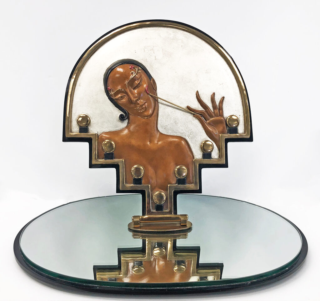 Vanity (sculpture on table mirror) by Erte