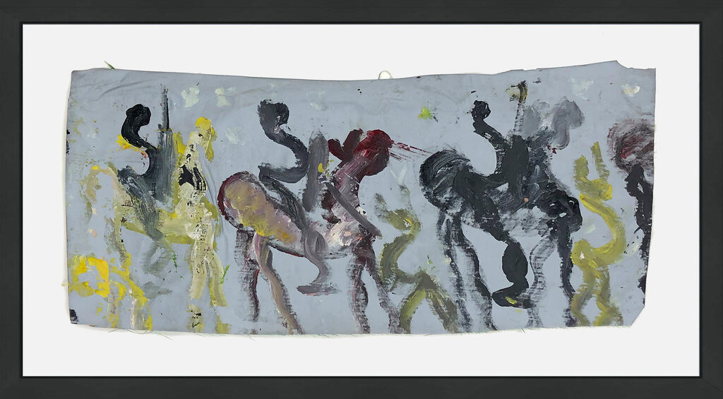 Horsemen (original mixed media painting on cloth) by Purvis Young