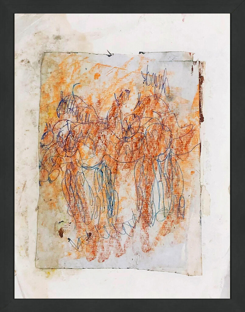 Gathering (original mixed media on paper) by Purvis Young