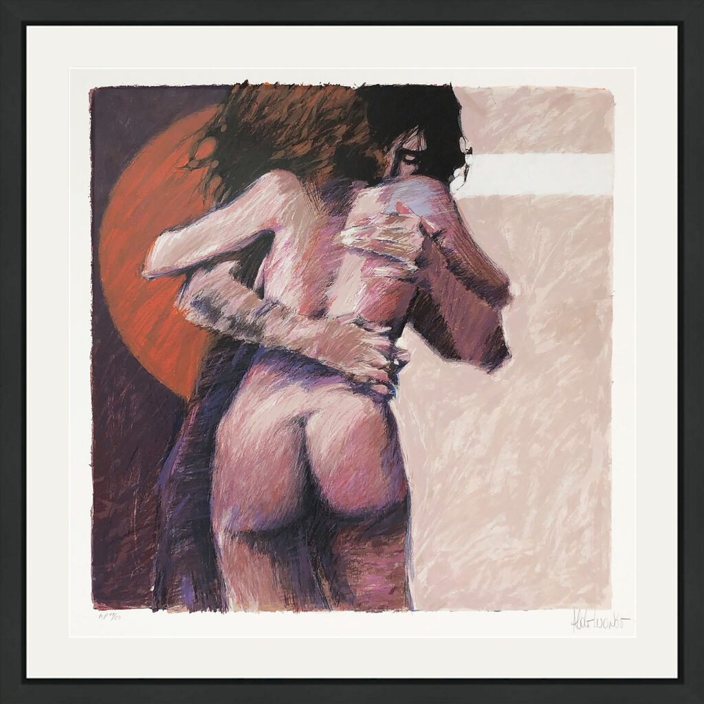 Lover’s Embrace (framed hand signed serigraph) by Aldo Luongo