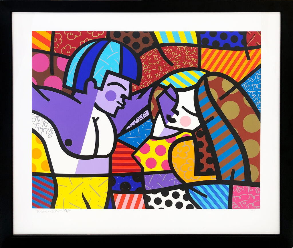 First Love (large framed hand signed screen print) by Romero Britto