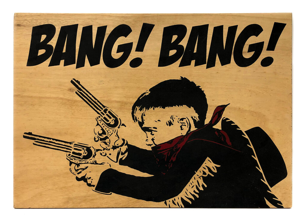 Bang! Bang! (original double sided on wood) by FAKE