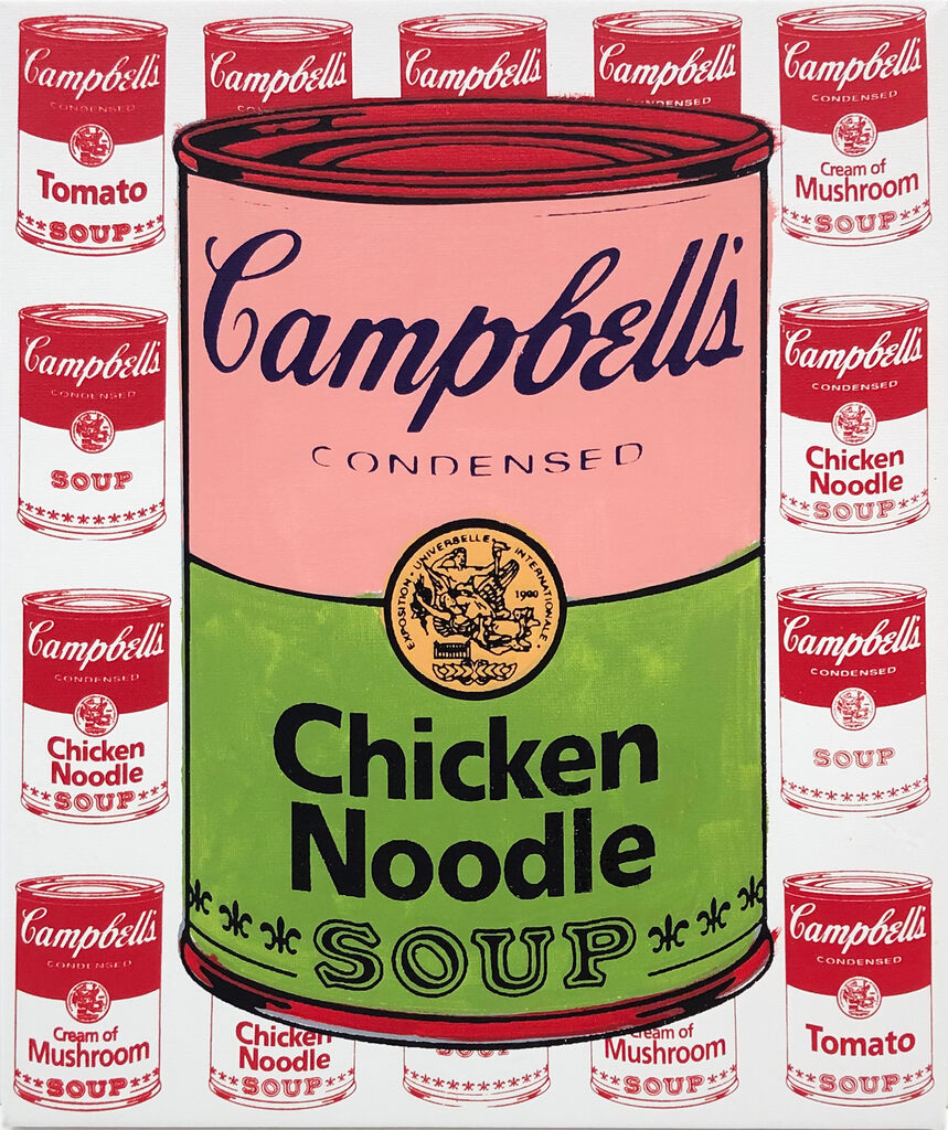 Campbells Chicken Noodle Soup (hand embellished canvas) by Steve Kaufman