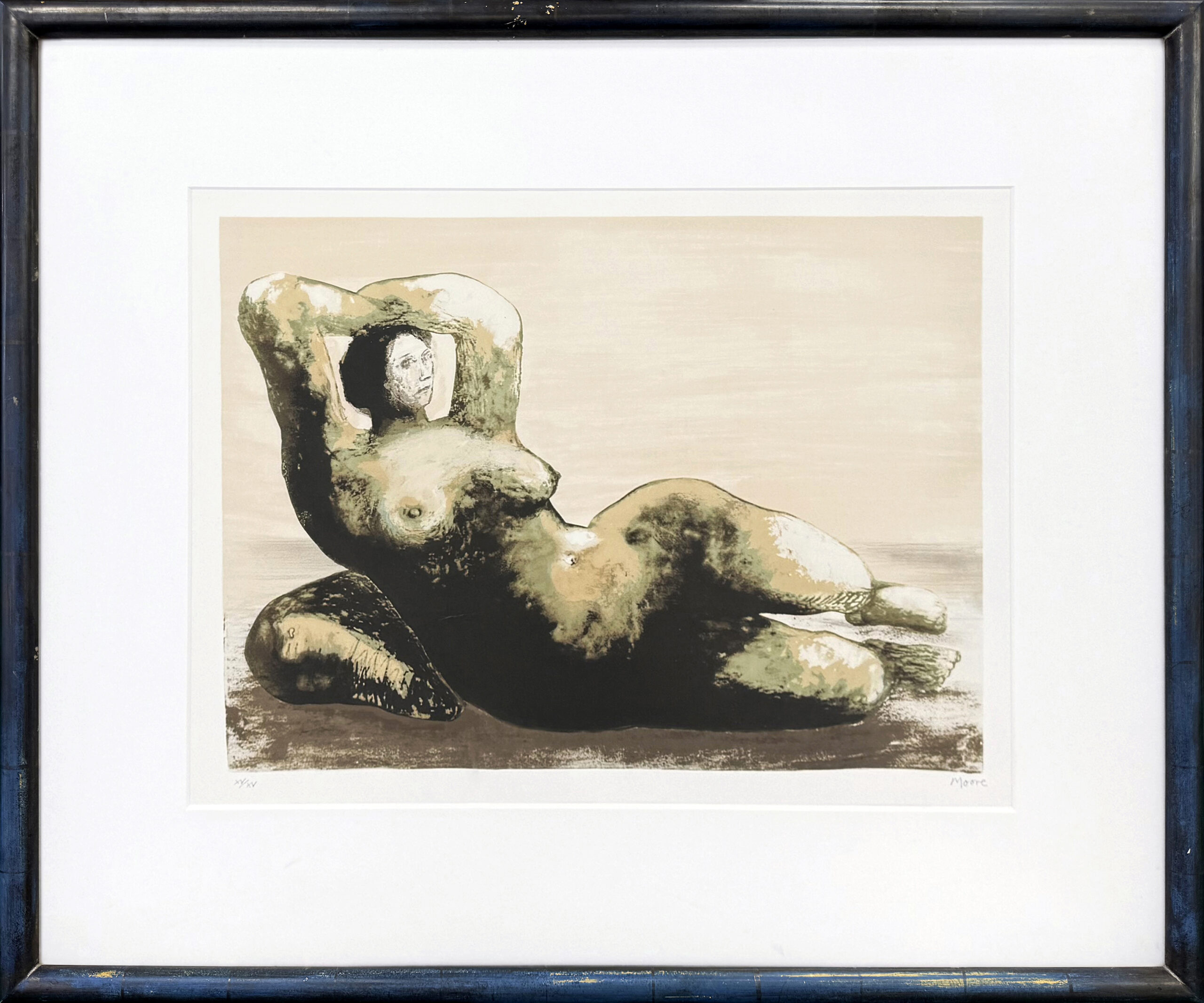 Reclining Woman on Sea Shore (framed hand signed lithograph) by Henry Moore