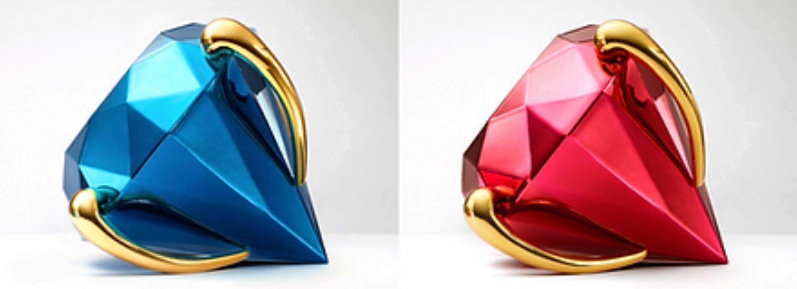 The Pair of Diamond Sculptures – Red and Blue by Jeff Koons