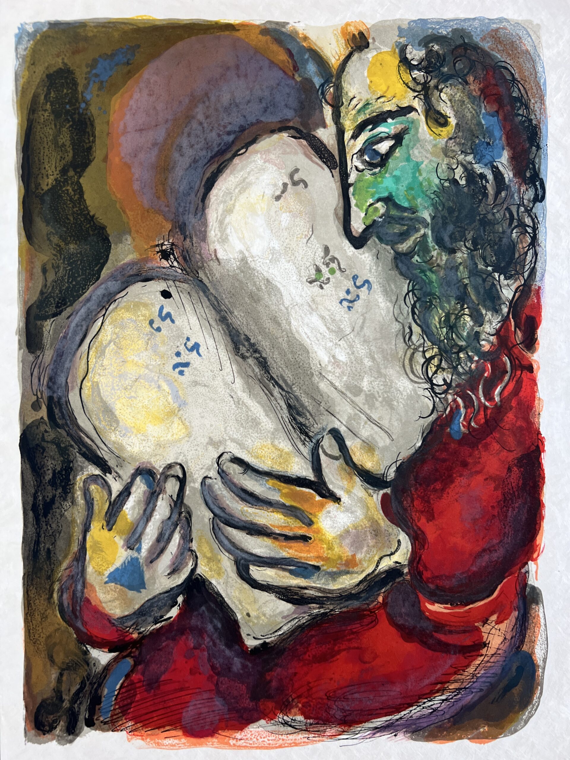 He wrote in the Tables the wordes of the covenant, even the Ten Commandments by Marc Chagall