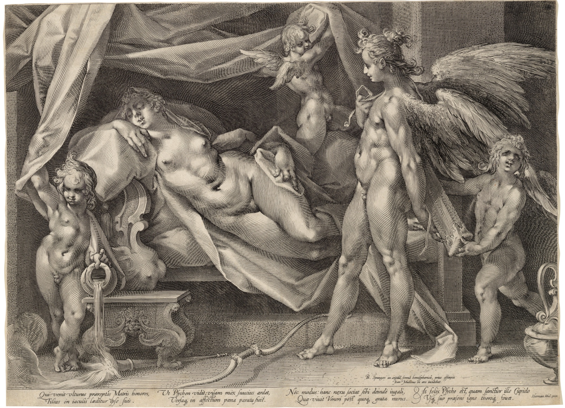 Cupid Discovers Psyche in his Bed by Jan Harmensz Muller