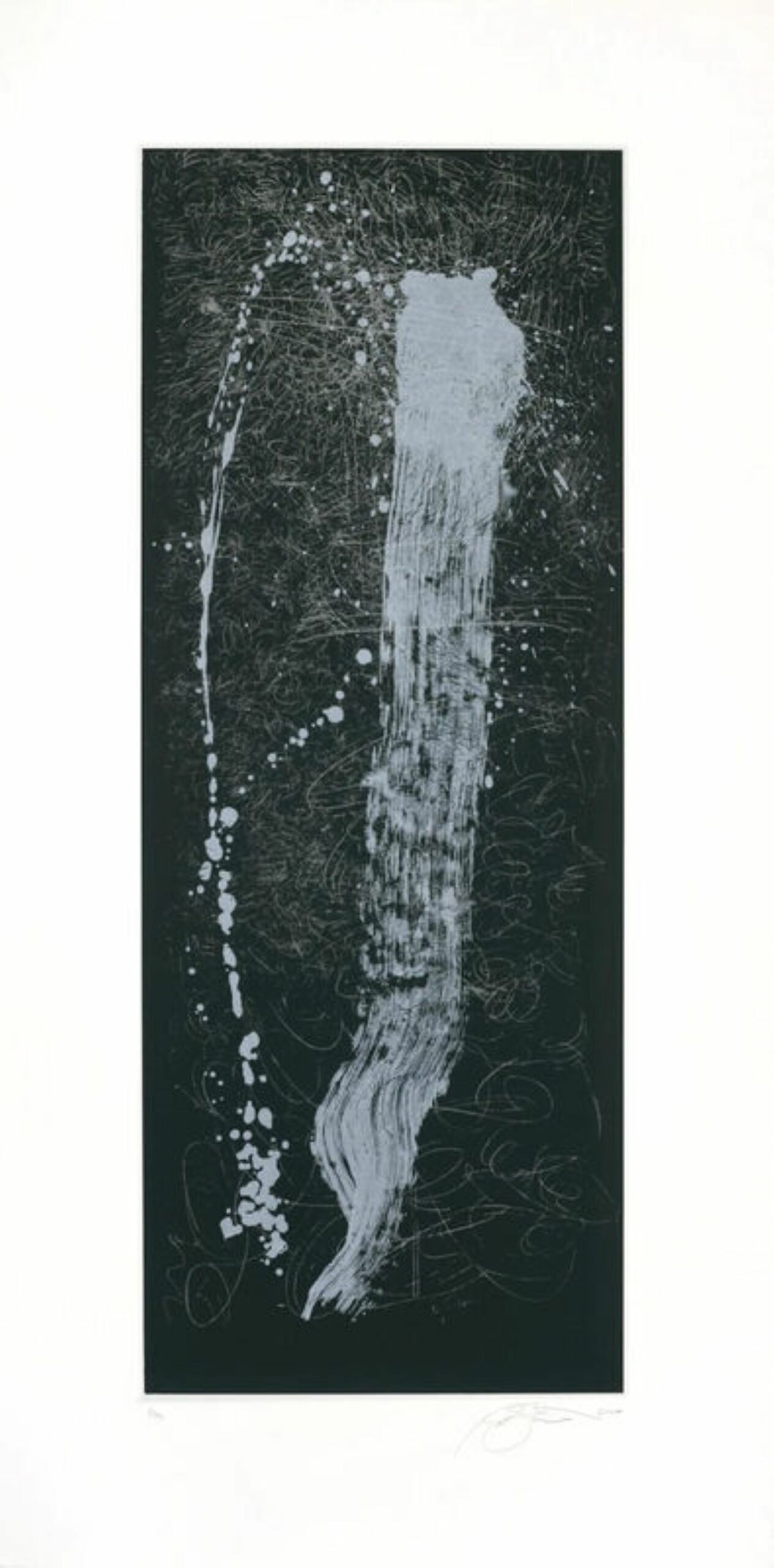 Green and Silver Single Mark Waterfall by Pat Steir