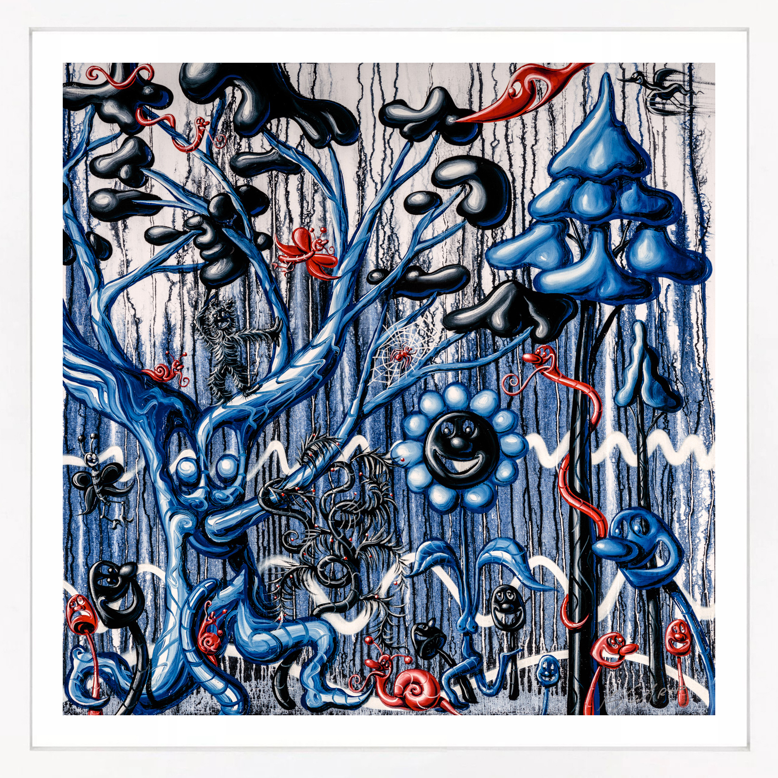 Furungle (Blue), large framed archival print with diamond dust by Kenny Scharf