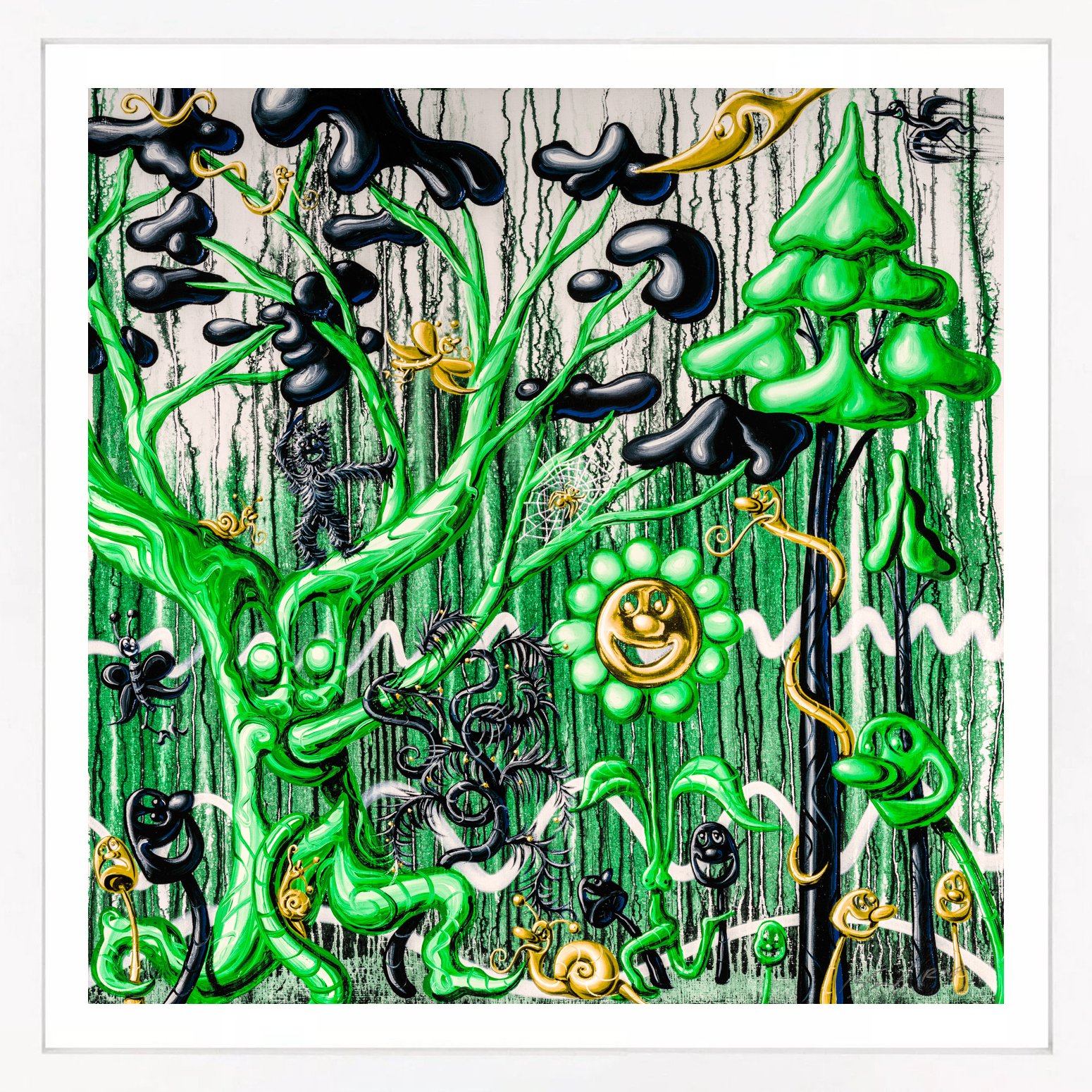 Furungle (Green), large framed archival print with diamond dust by Kenny Scharf