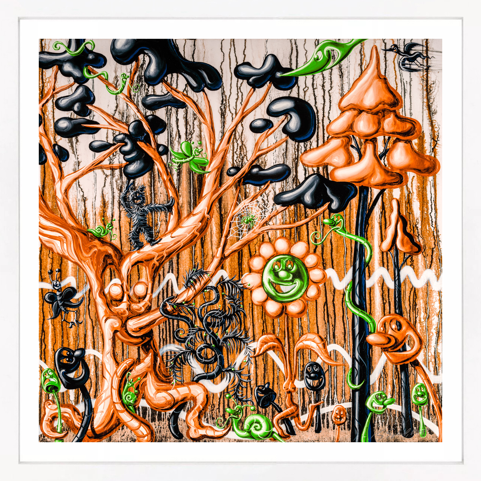 Furungle (Orange), large framed archival print with diamond dust by Kenny Scharf