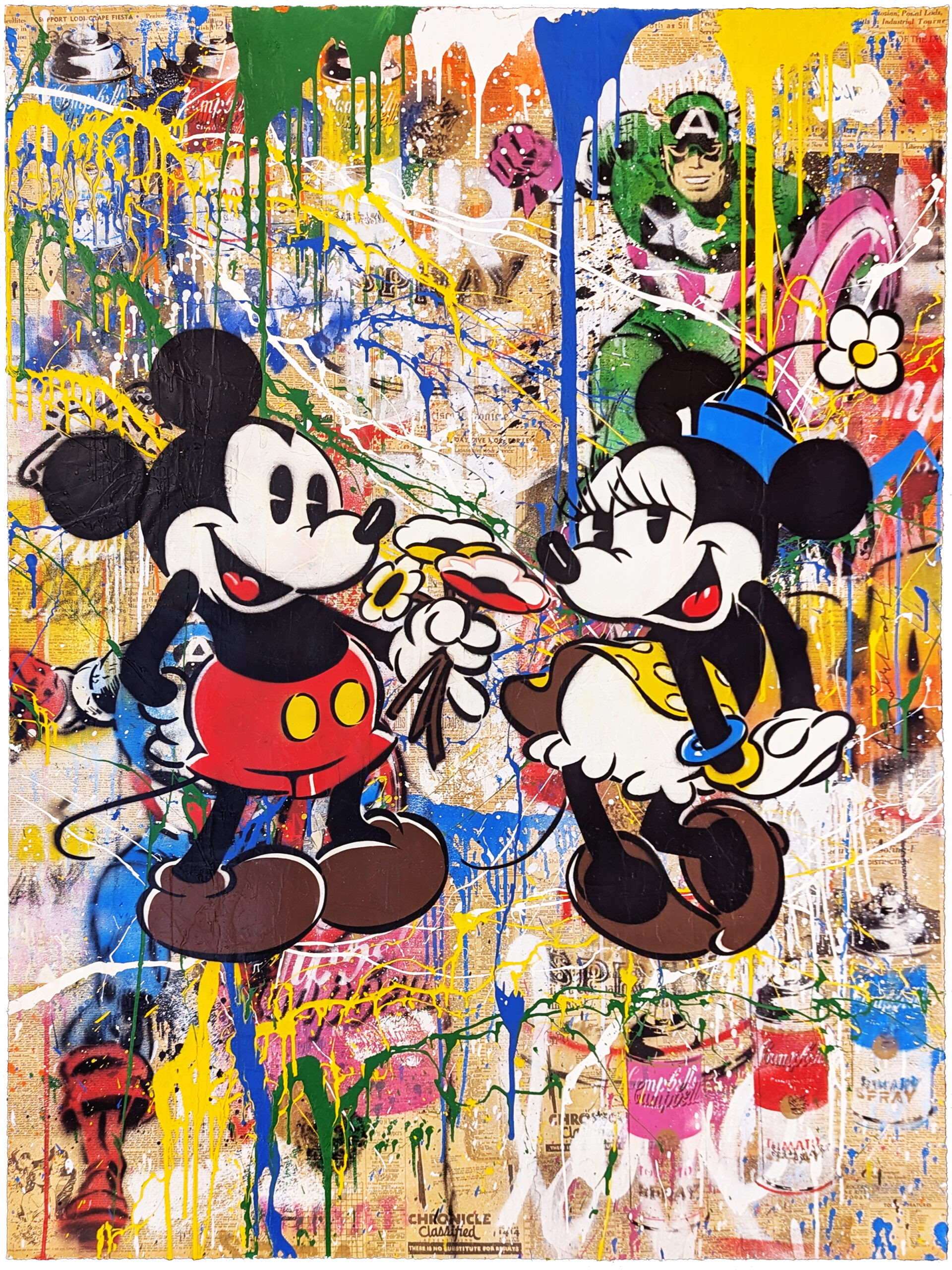 Mickey & Minnie (huge original on paper) by Mr. Brainwash