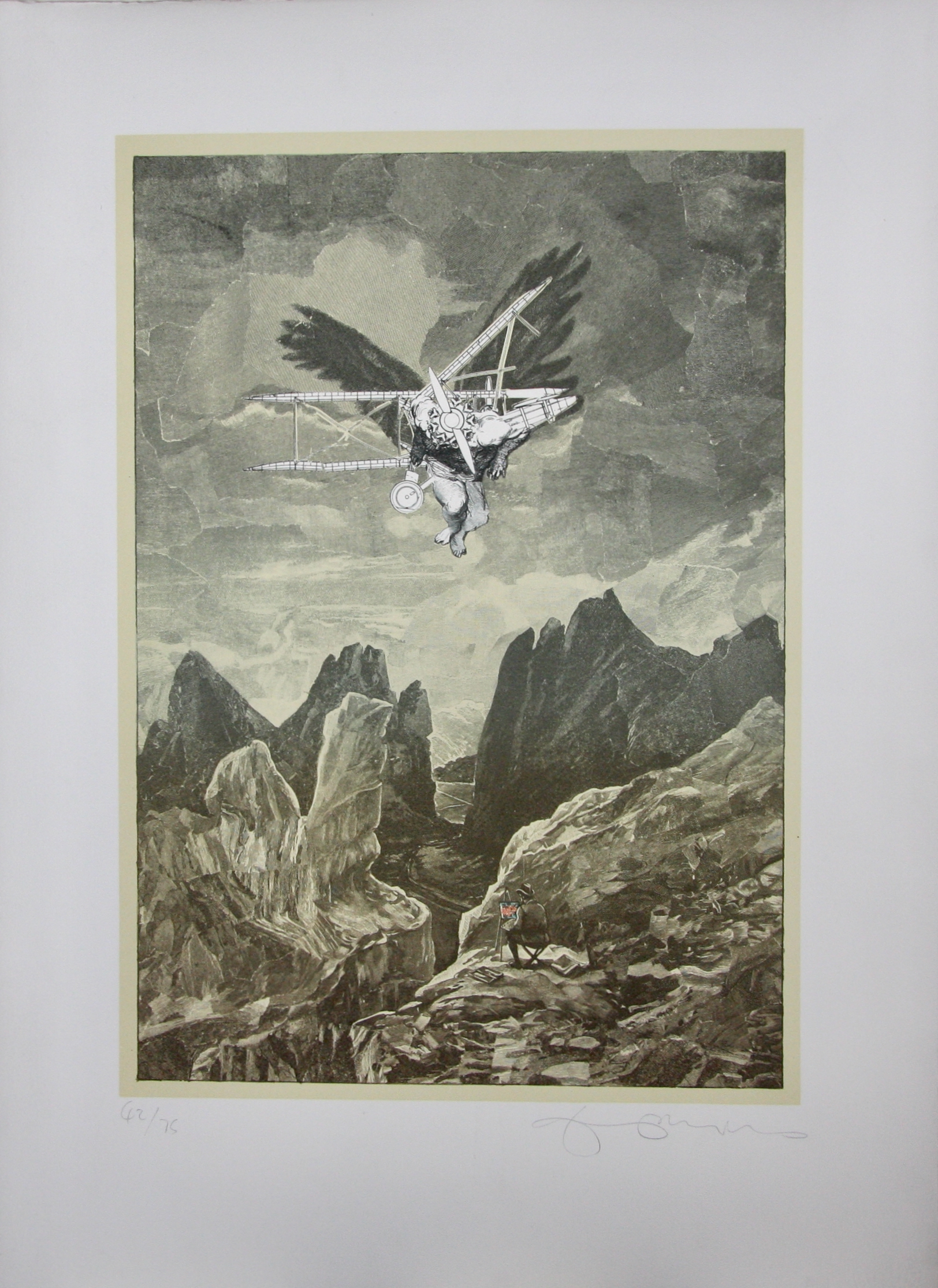 Flying man and the ape of nature (from the Dante’s Inferno set) by Tom Phillips