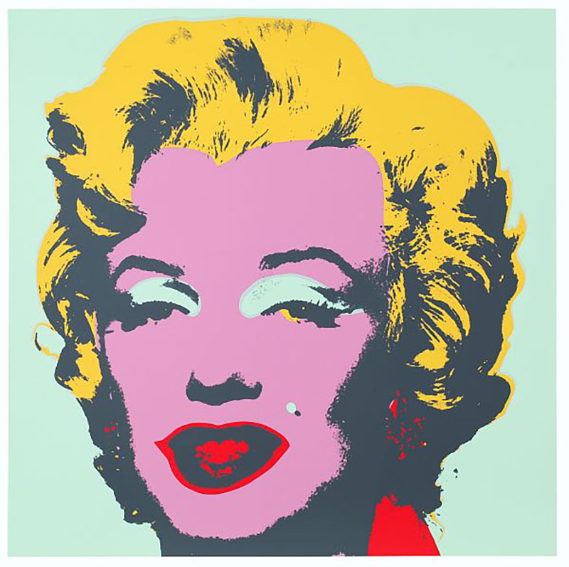 Marilyn head lilac-grey-yellow by Andy Warhol (after)