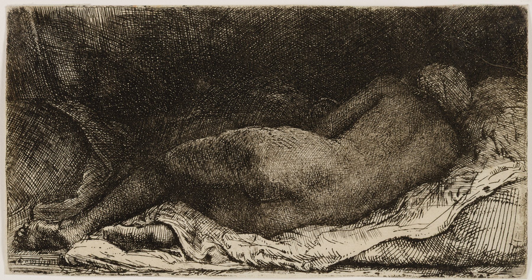 Negress Lying Down (Reclining Female Nude) by Harmensz van Rijn Rembrandt